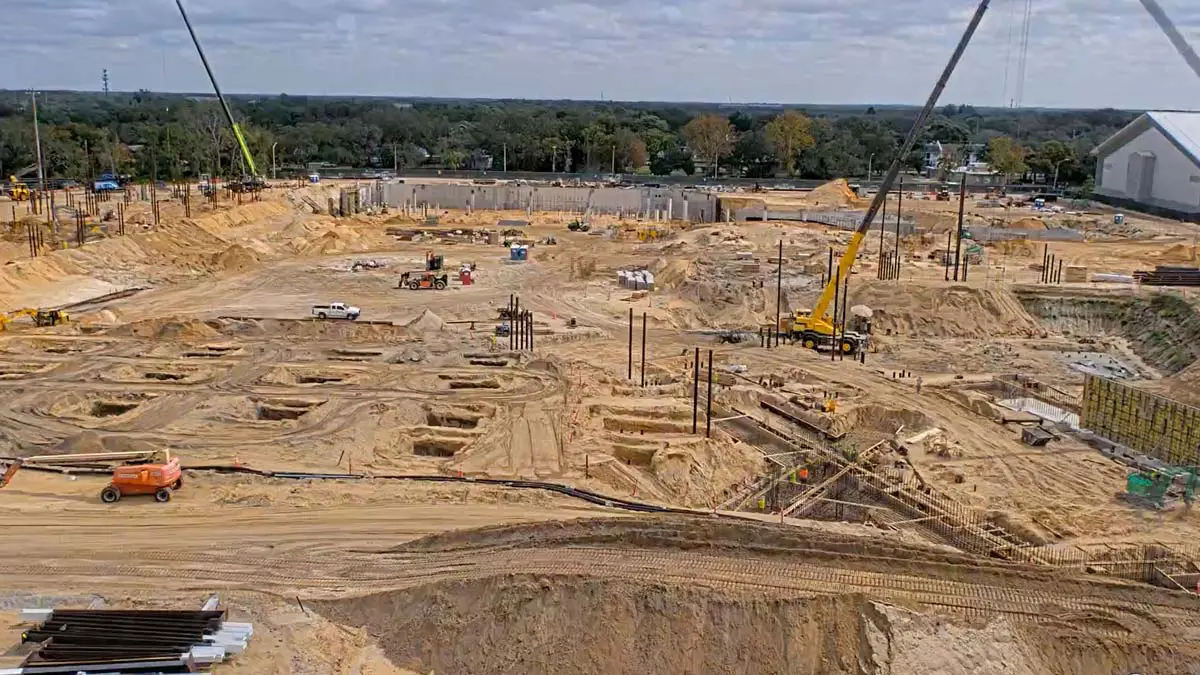 Aerial view of construction