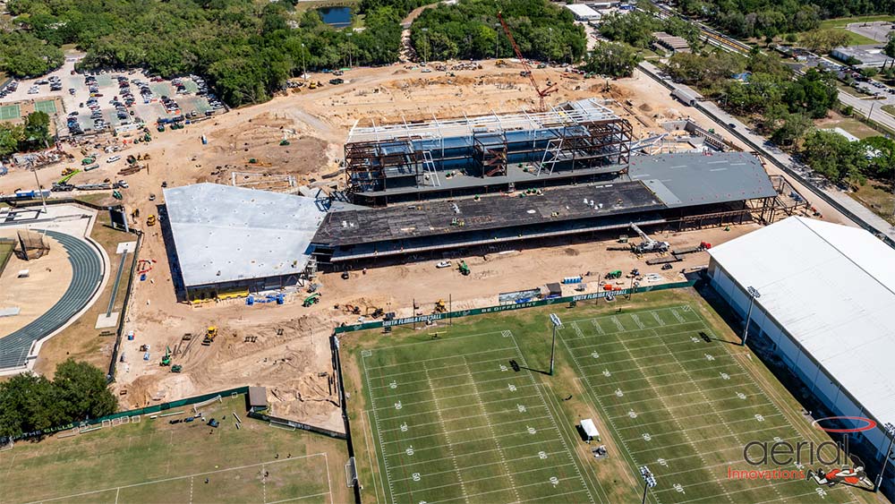 Aerial view of construction site
