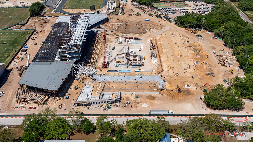 Aerial view of construction site