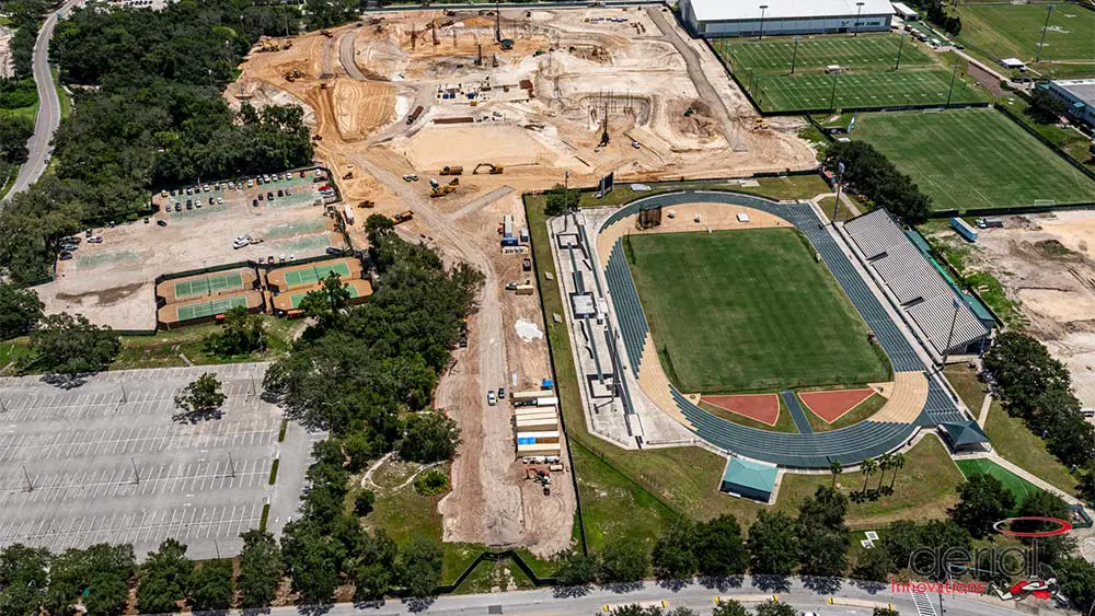 Aerial view of construction site
