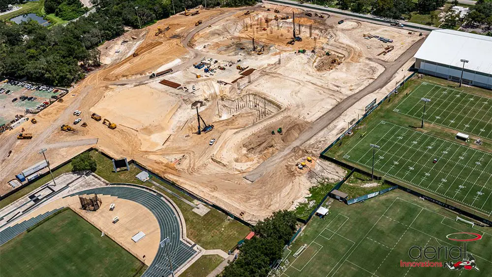 Aerial view of construction site
