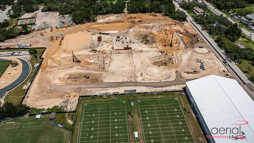 Aerial view of construction site
