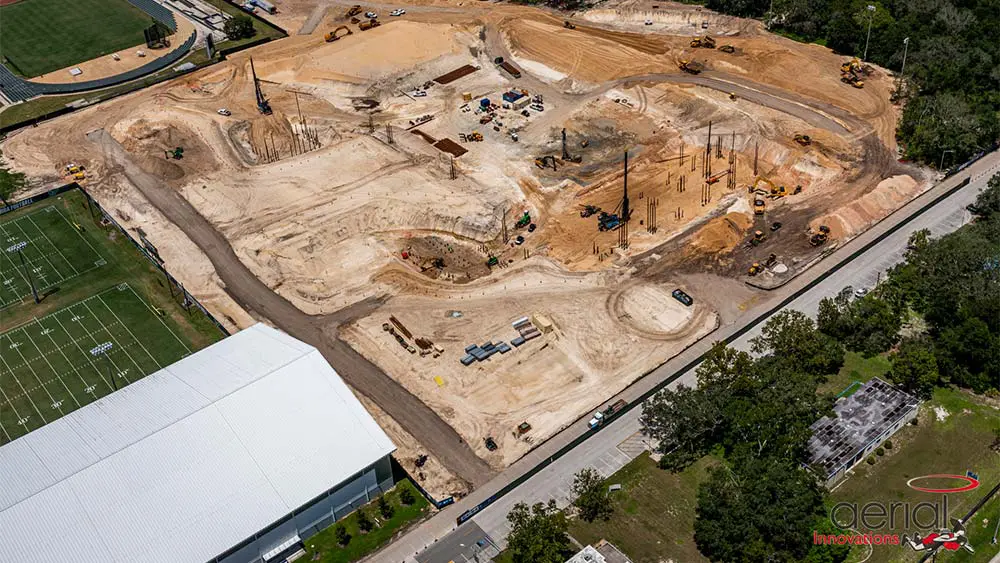 Aerial view of construction site