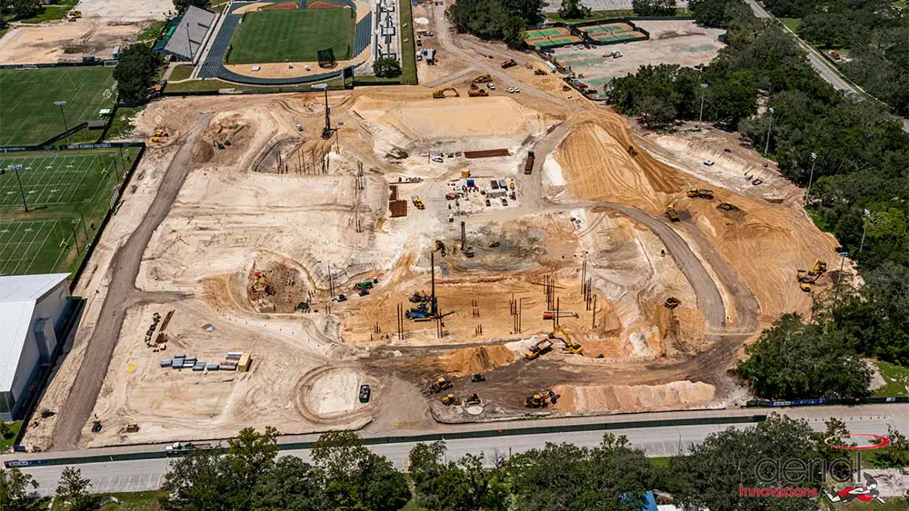Aerial view of construction site