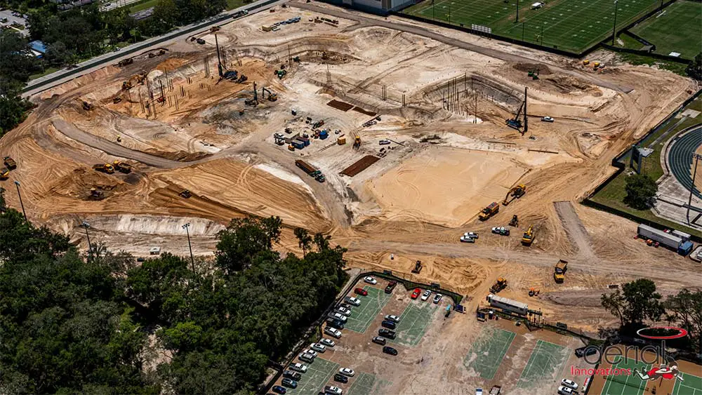 Aerial view of construction site