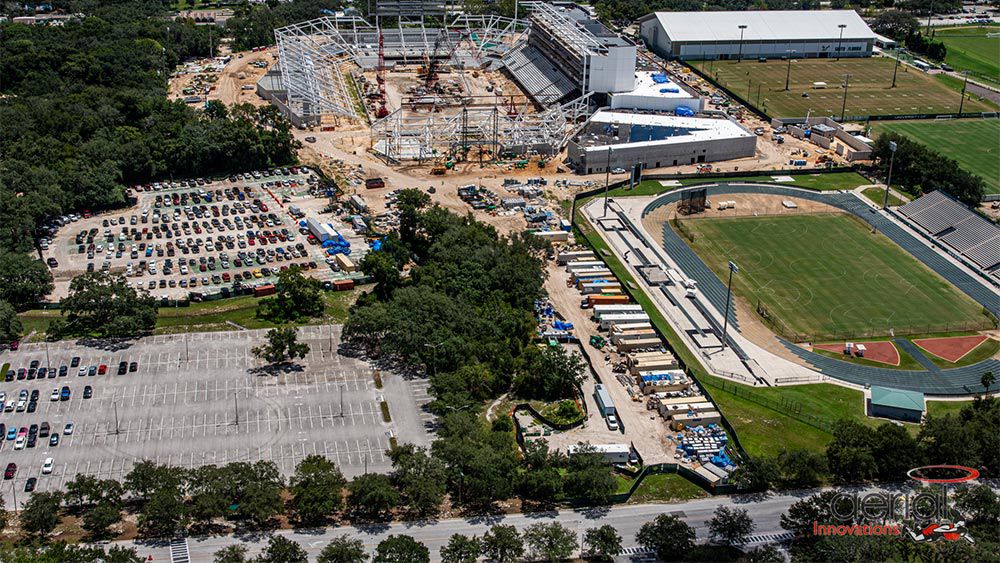 Aerial view of construction site
