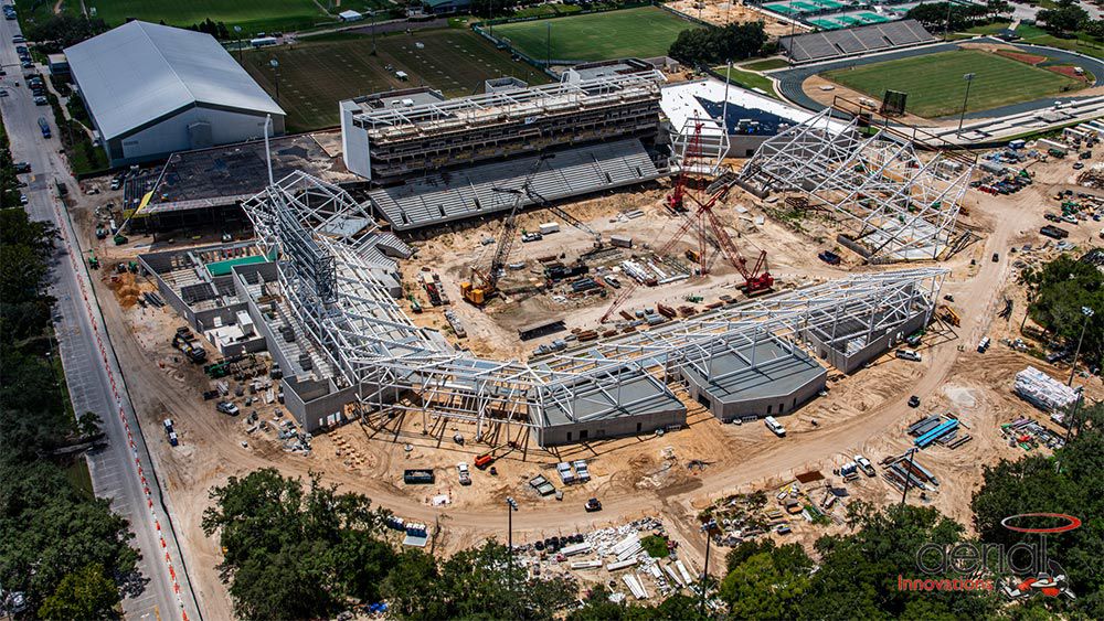 Aerial view of construction site