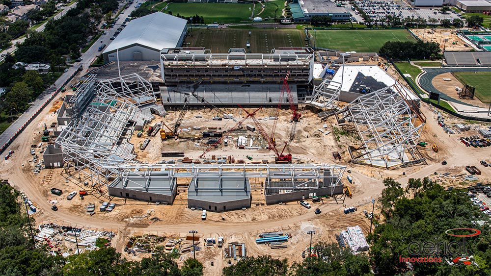 Aerial view of construction site