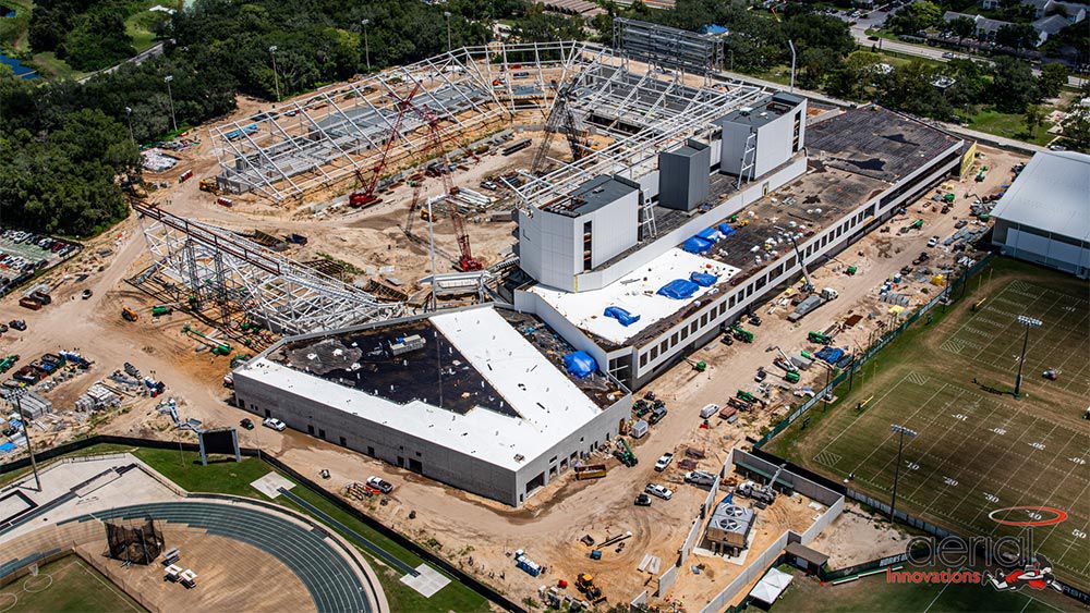 Aerial view of construction site