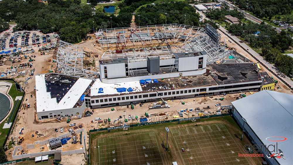 Aerial view of construction site