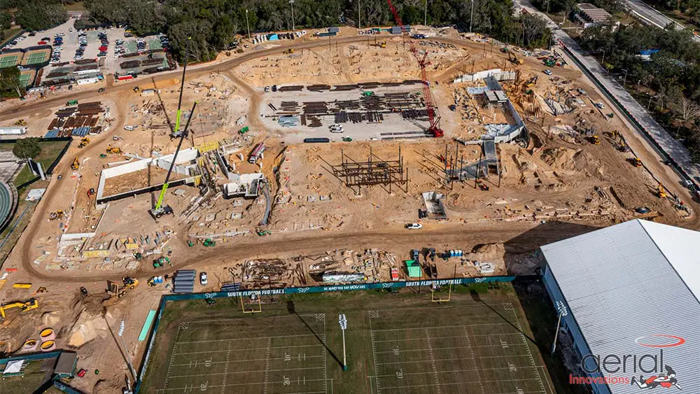 Aerial view of construction site
