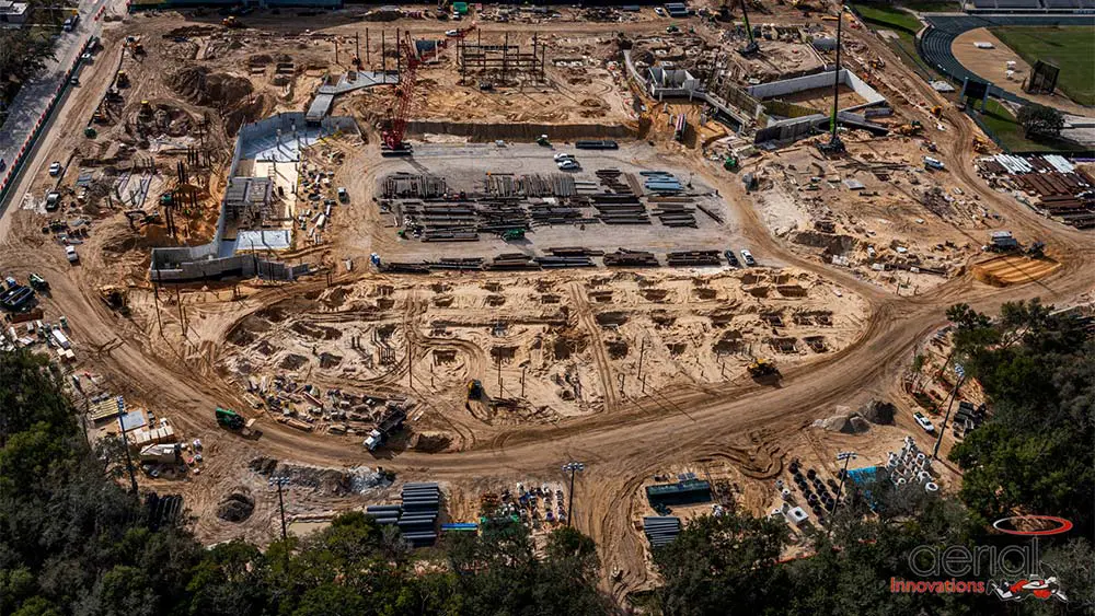 Aerial view of construction site