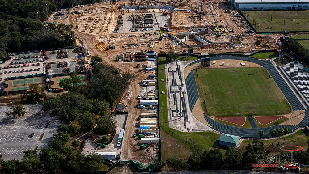 Aerial view of construction site