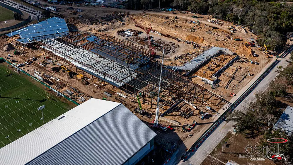 Aerial view of construction site
