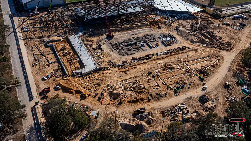 Aerial view of construction site