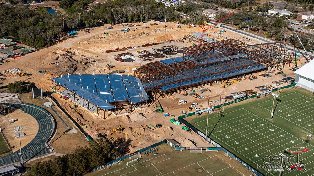 Aerial view of construction site