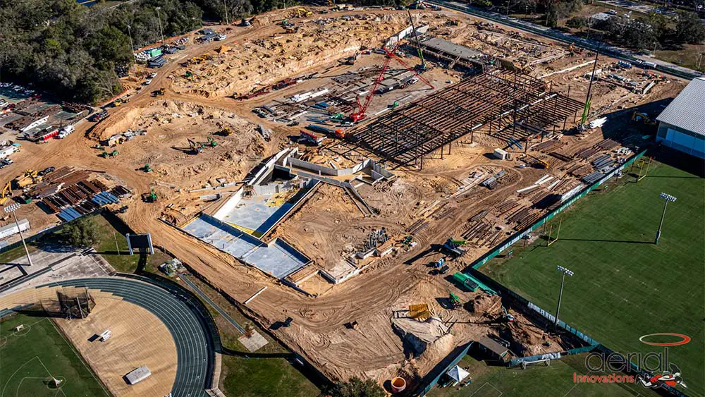 Aerial view of construction site