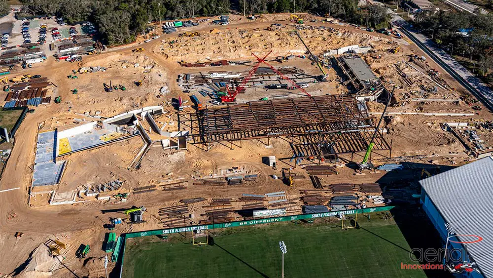 Aerial view of construction site