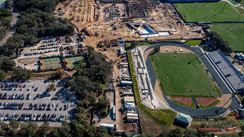 Aerial view of construction site