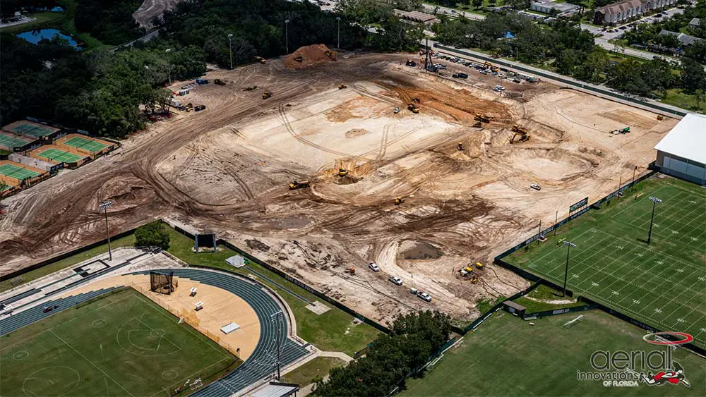 Aerial view of construction site