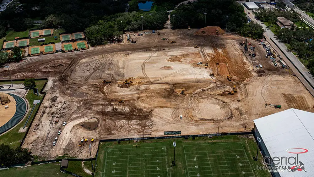 Aerial view of construction site