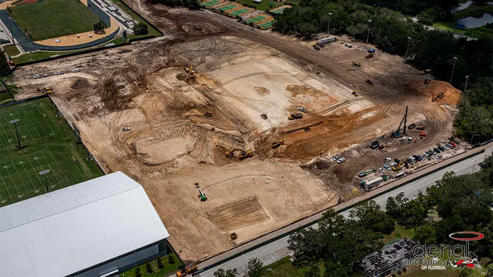 Aerial view of construction site