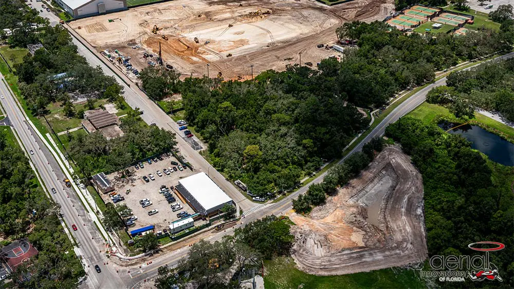 Aerial view of construction site