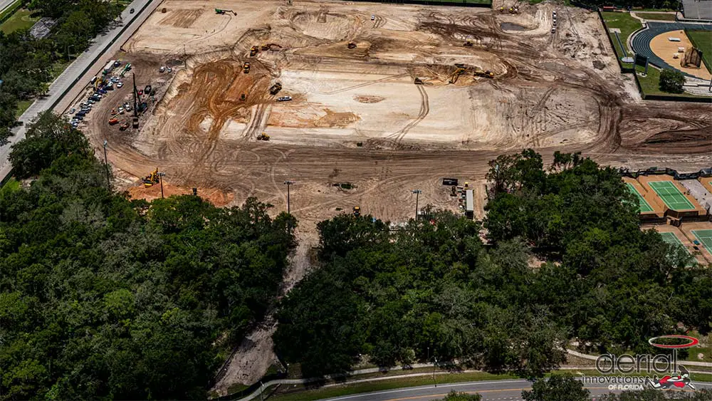 Aerial view of construction site