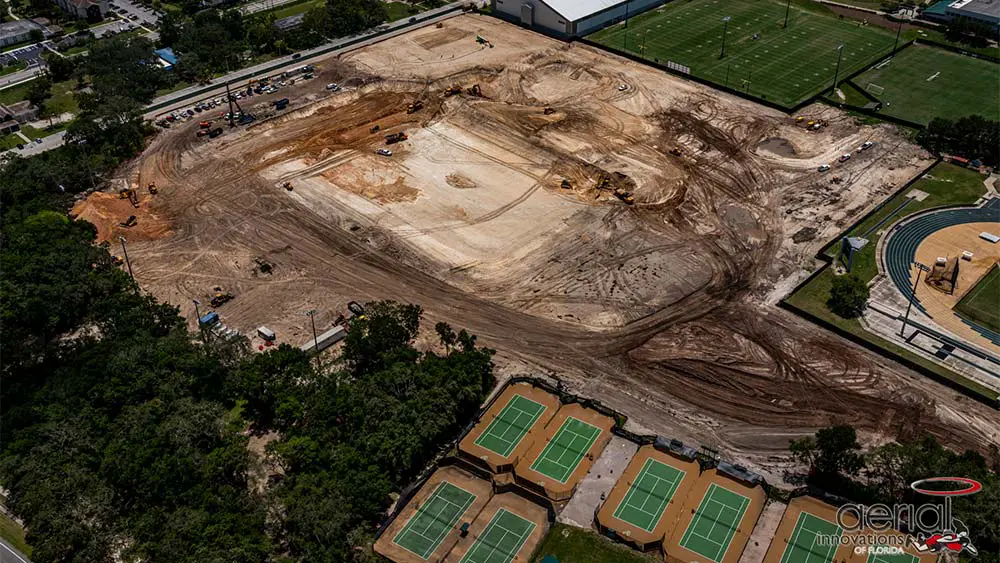 Aerial view of construction site