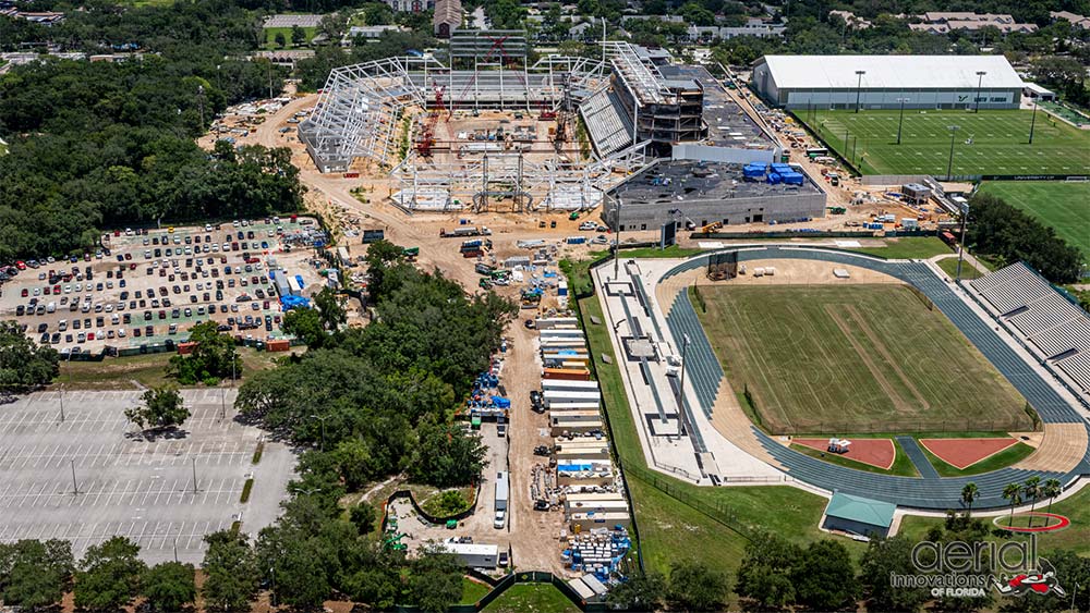 Aerial view of construction site