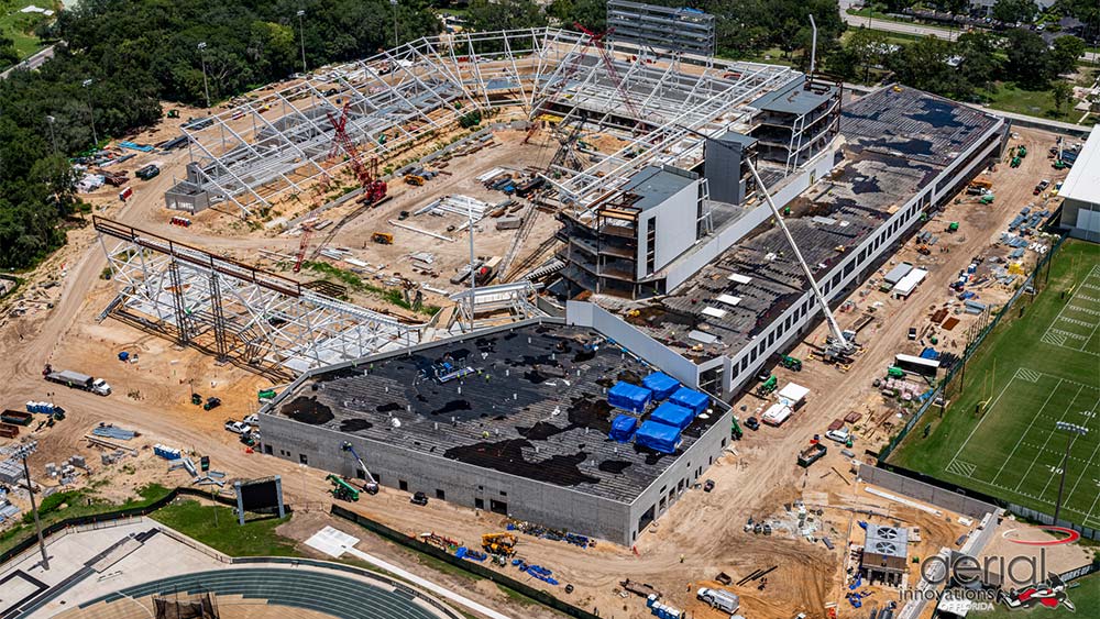 Aerial view of construction site