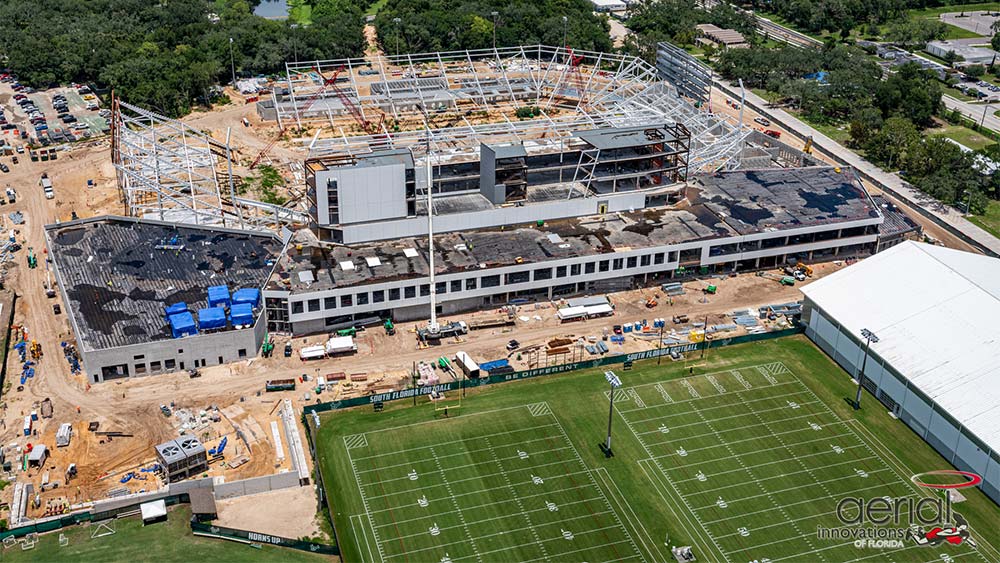 Aerial view of construction site