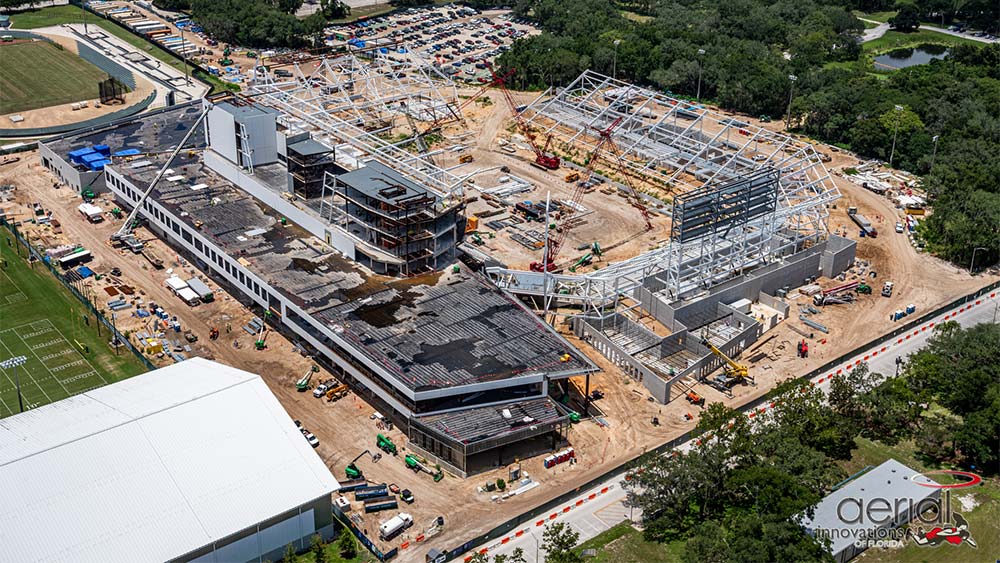 Aerial view of construction site