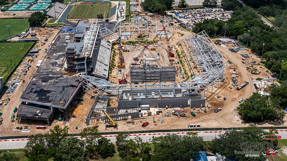 Aerial view of construction site