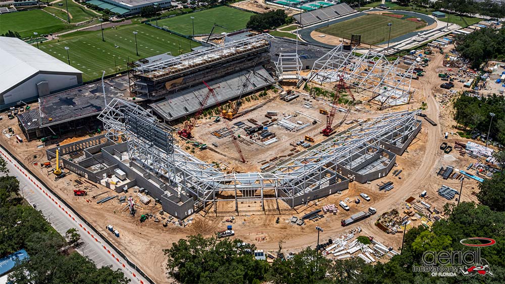 Aerial view of construction site