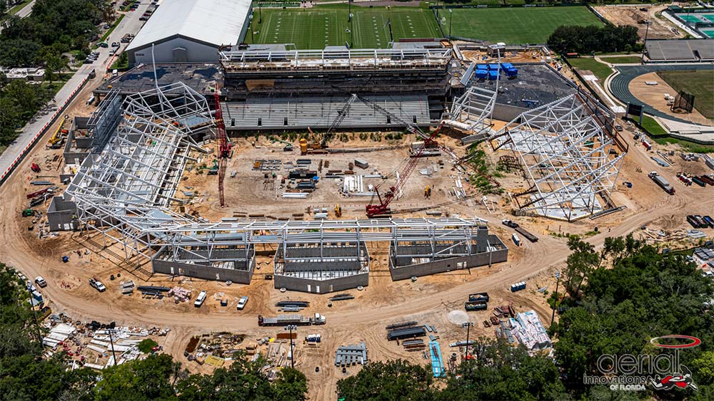 Aerial view of construction site