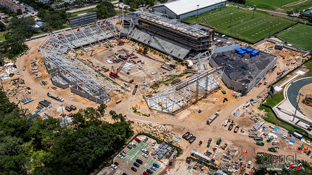 Aerial view of construction site