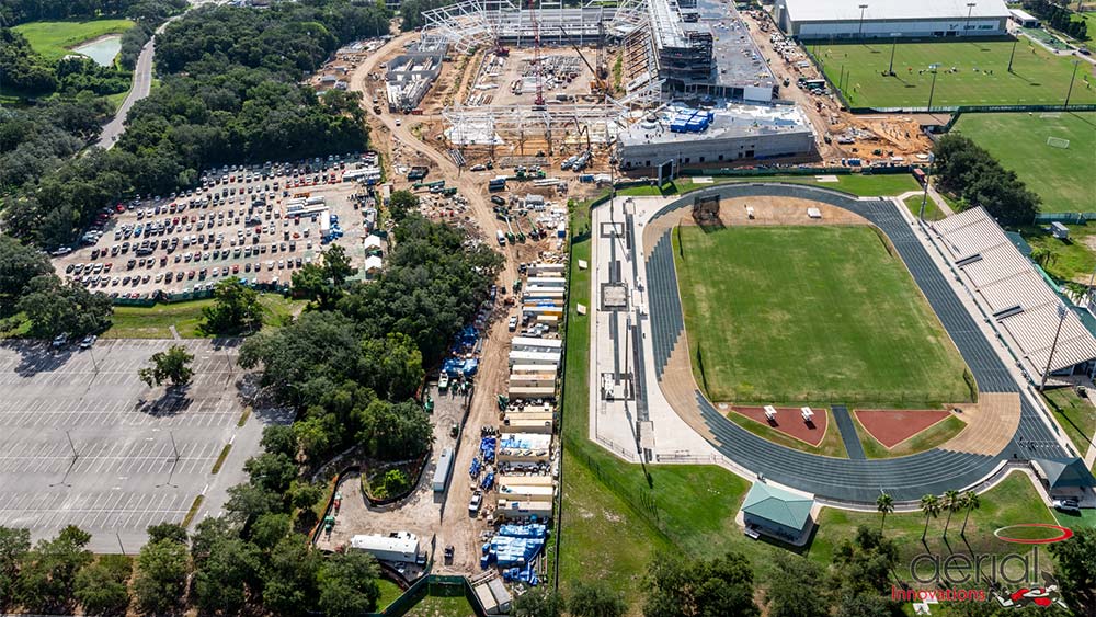 Aerial view of construction site