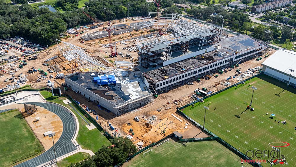 Aerial view of construction site