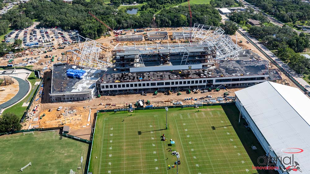 Aerial view of construction site