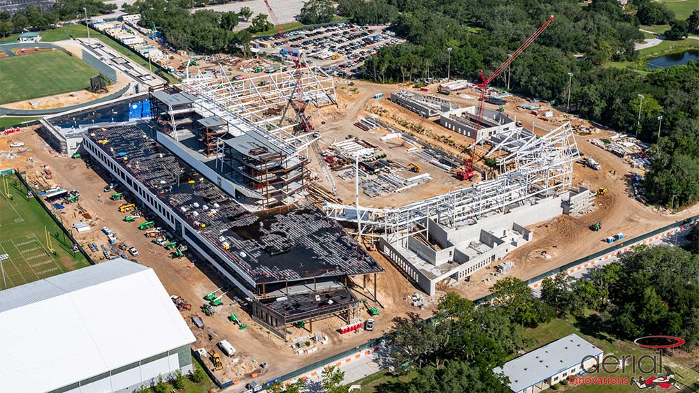 Aerial view of construction site