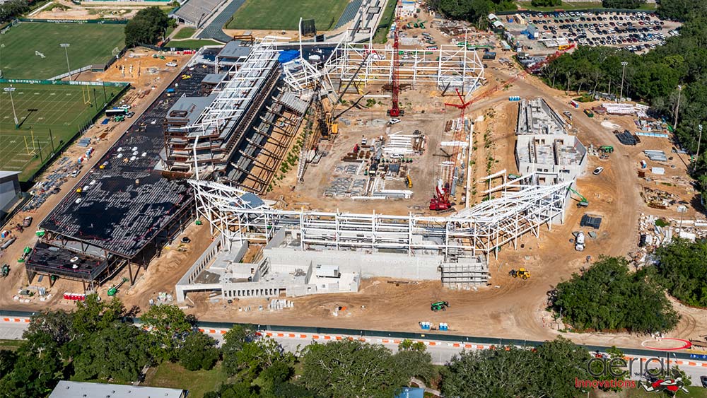 Aerial view of construction site