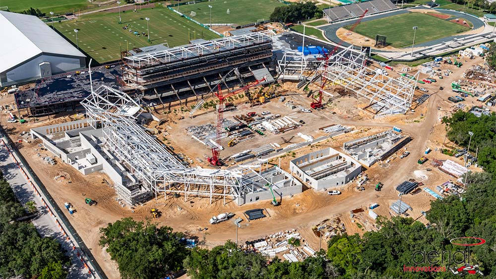 Aerial view of construction site