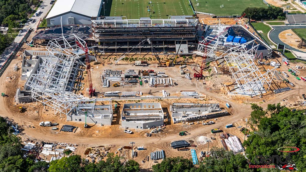Aerial view of construction site