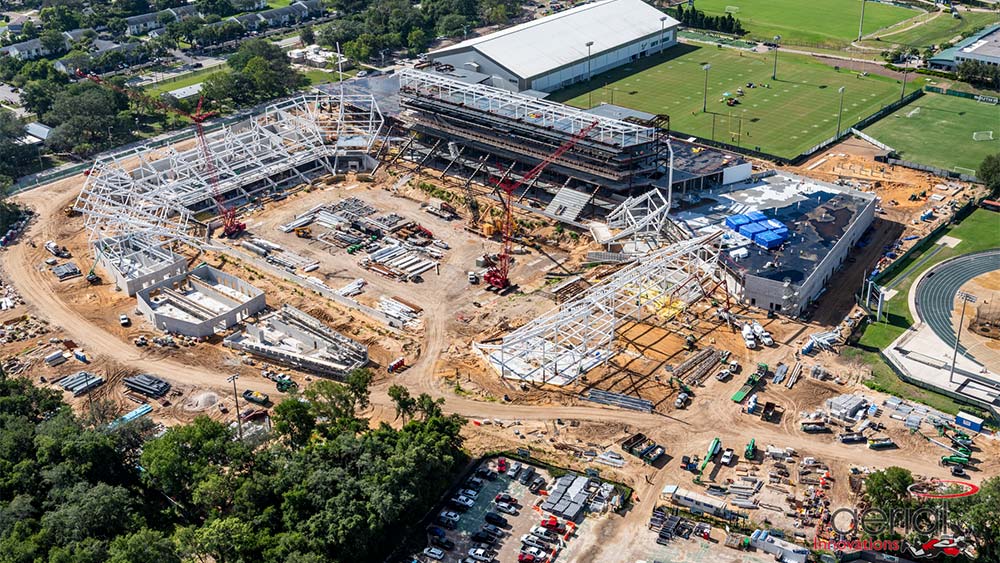 Aerial view of construction site