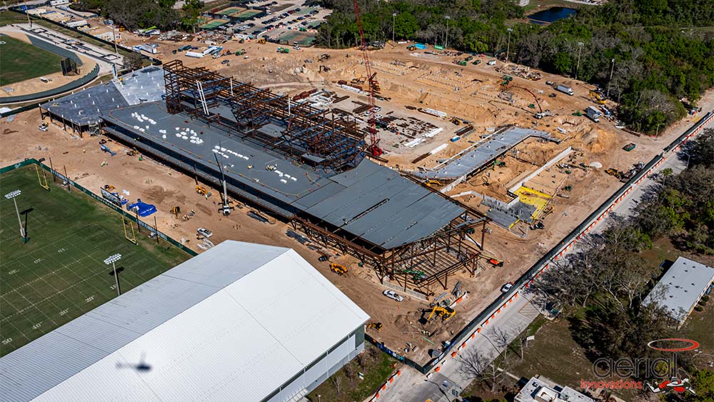 Aerial view of construction site