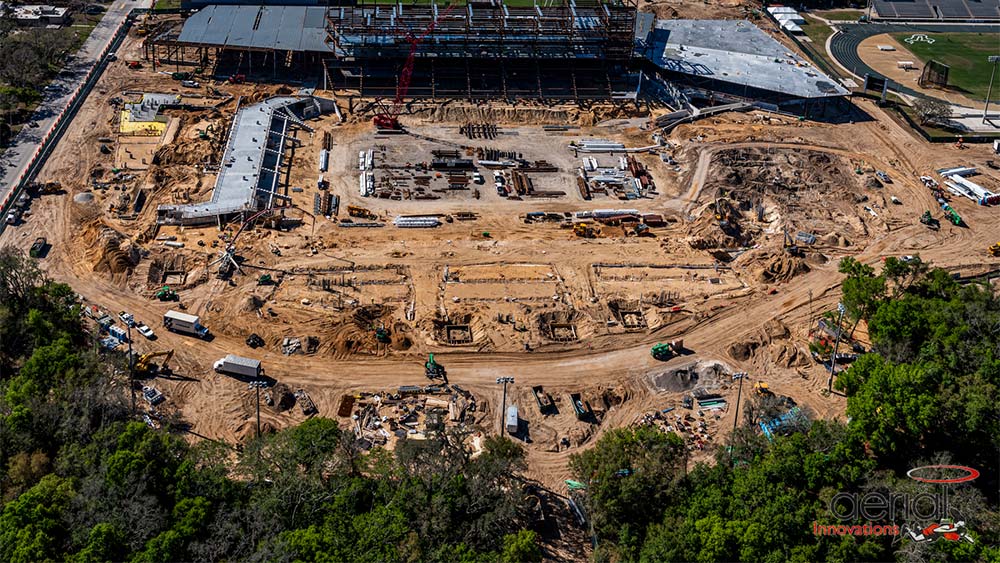 Aerial view of construction site