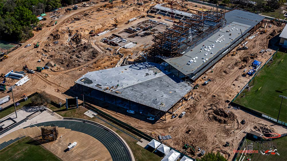 Aerial view of construction site