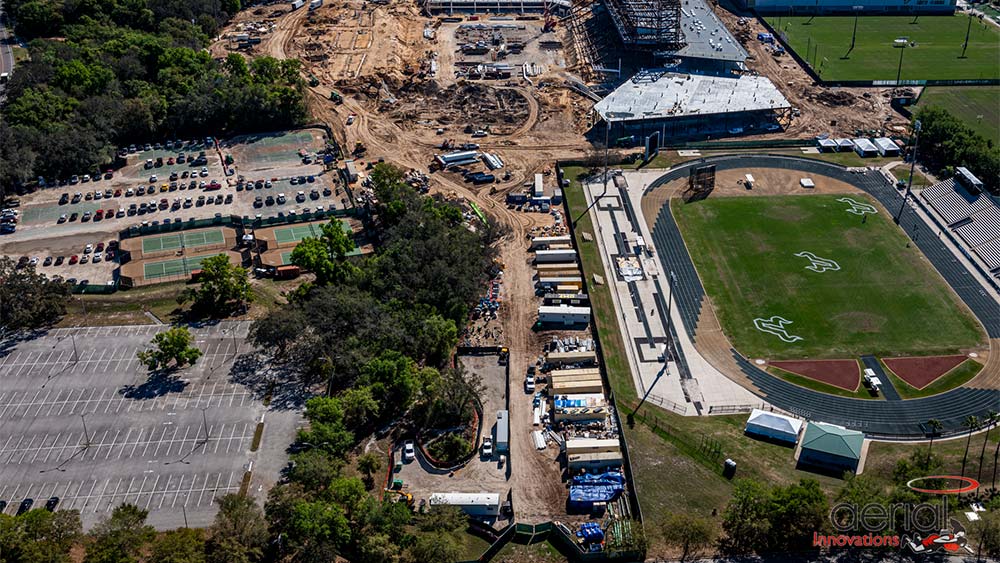 Aerial view of construction site