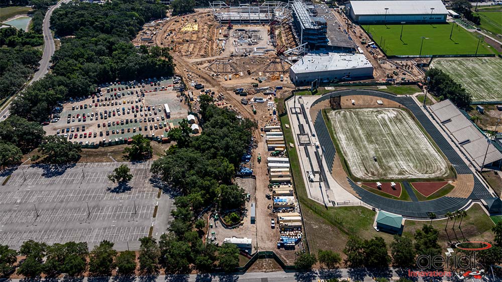 Aerial view of construction site